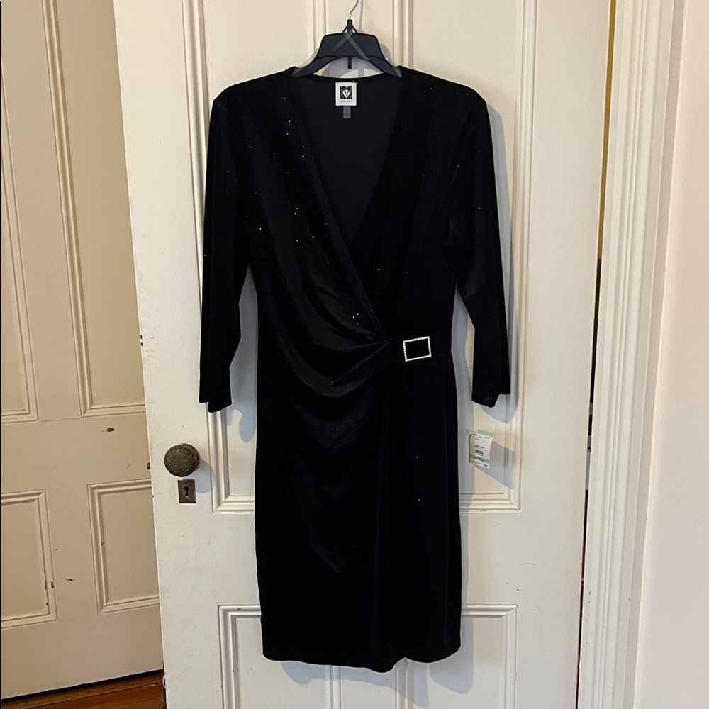 Anne Klein Black Long Sleeve Dress with Buckle